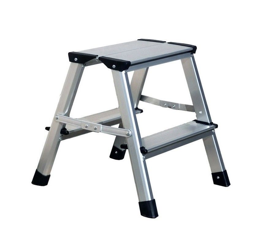 Silver Aluminum Platform Step Ladder  2x2 Step GS EN 131 Certificated